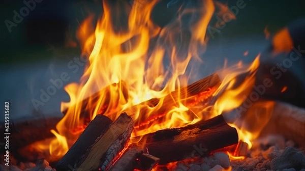 Fototapeta Dancing Flames: Up-Close Campfire Beauty