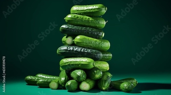 Fototapeta many cucumbers are stacked on top of each other