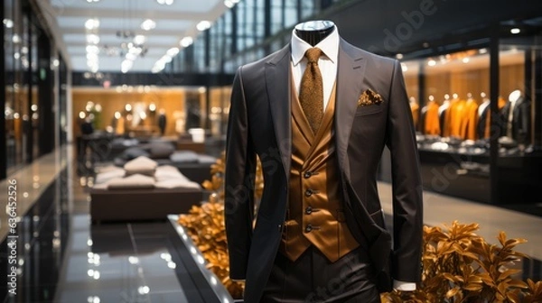 Fototapeta A suit in a luxury fashion clothing display counter