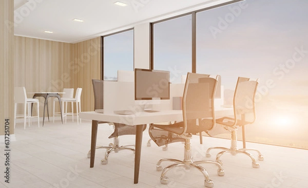 Fototapeta Modern office Cabinet.  3D rendering.   Meeting room