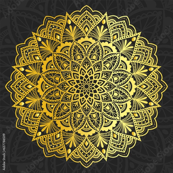 Fototapeta Ornamental luxury mandala pattern background with royal golden arabesque pattern Arabic Islamic east style. Traditional Turkish, Indian motifs. 