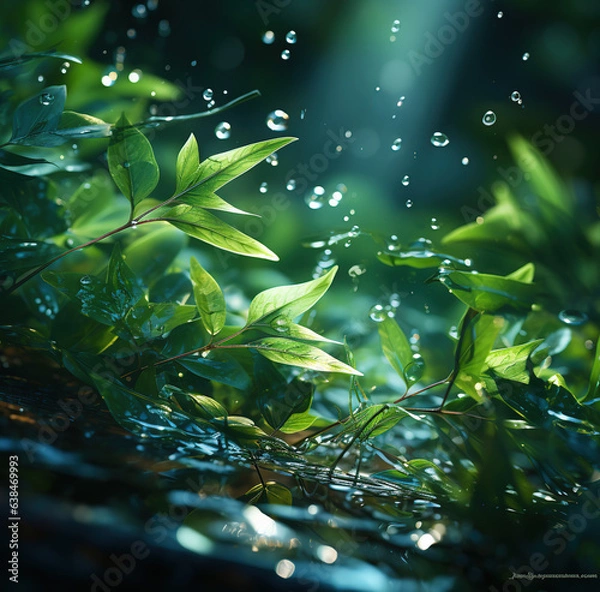 Fototapeta water drops on leaf