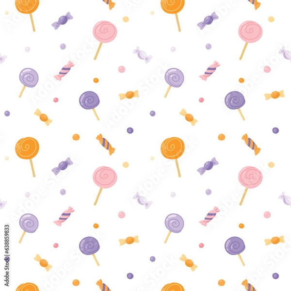 Fototapeta vector seamless pattern of cute candy