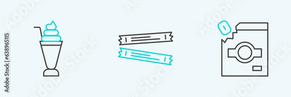 Fototapeta Set line Candy packaging for sweets, Milkshake and Sugar stick packets icon. Vector