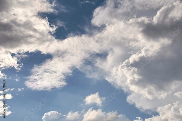 Fototapeta Blue sky full of white clouds, sunny day