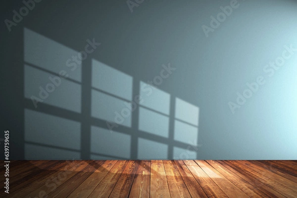 Fototapeta Empty wall and  beige wooden floor