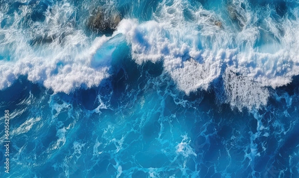 Fototapeta Water background. Ocean waves surface. For banner, postcard, book illustration. Created with generative AI tools