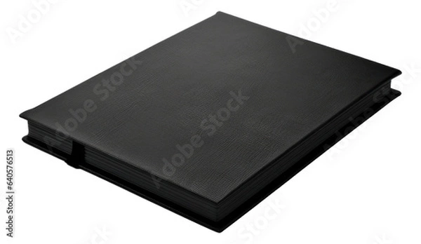 Fototapeta Closed blank black luxury planner book isolated.