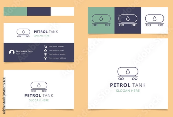 Fototapeta Petrol tank logo design with editable slogan. Branding book and business card template.