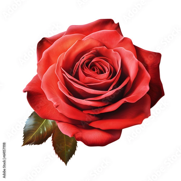 Fototapeta Red rose flower, png, isolated on white background. Naturе object for design to Valentines Day, love