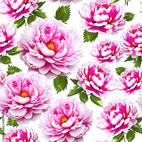 Fototapeta Seamless pattern pink peonies