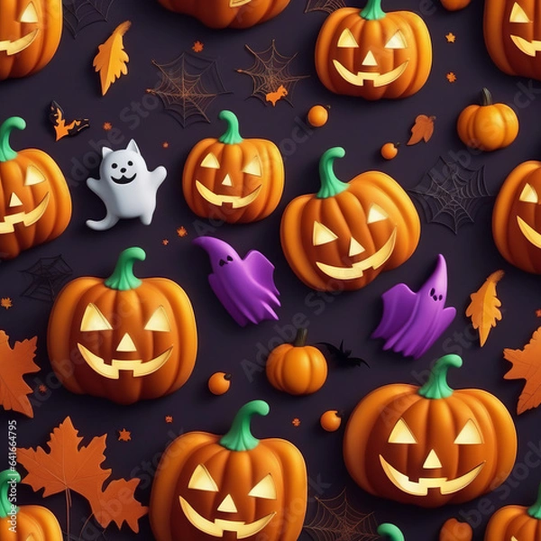 Fototapeta halloween pumpkin seamless pattern