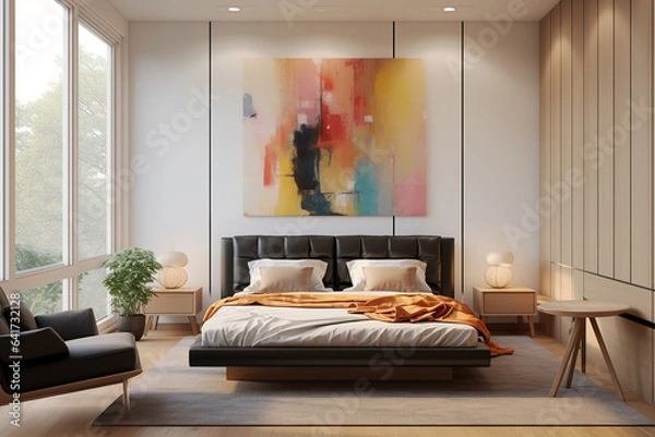 Fototapeta High-end mansion bedroom interior view