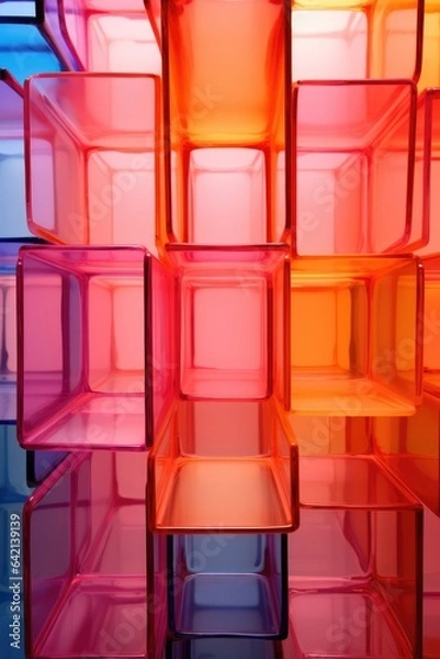 Fototapeta colorful acrylic squares and rectangles shape translucent