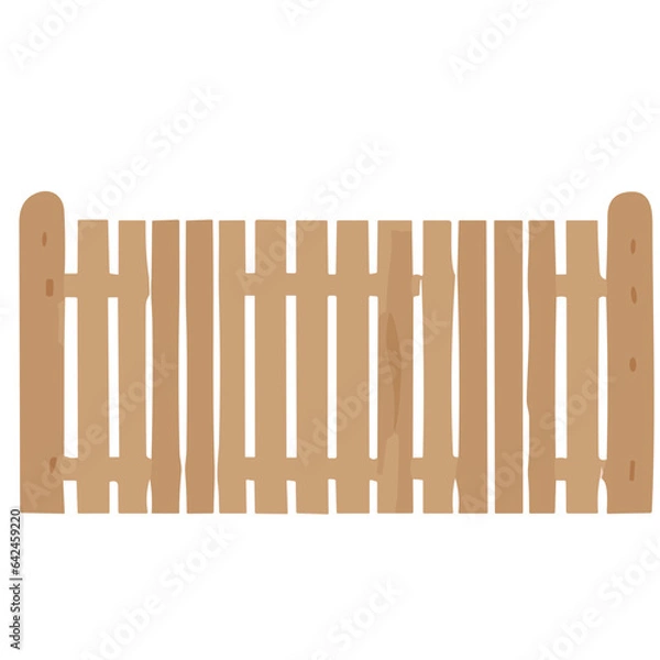 Fototapeta Isolated Wooden Fence with Brown Planks and Grass Background - Vector Illustration for Garden Design and Nature Protection