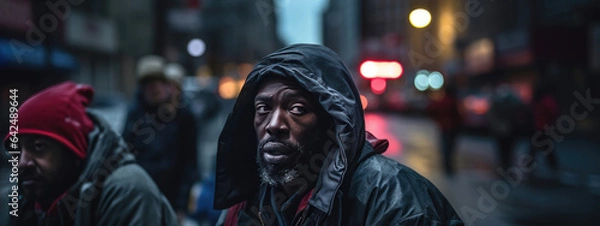 Fototapeta Homeless man on a city street