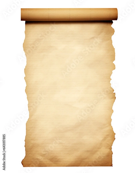 Fototapeta Old Parchment paper scroll isolated on transparent or white background, png