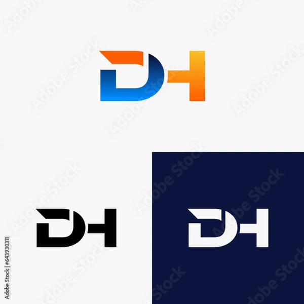 Fototapeta DH Initial Logo with Colorful Gradient Style