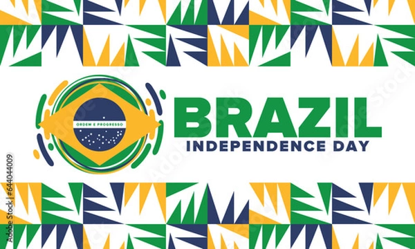 Fototapeta Brazil Independence Day. National happy holiday. Freedom day design. Celebrate annual in September 7. Brazil flag. Patriotic Brazilian vector illustration. Poster, template and background