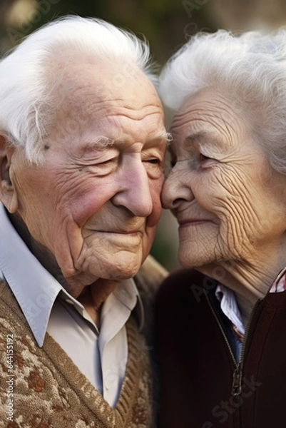 Fototapeta portrait of a senior couple being affectionate together