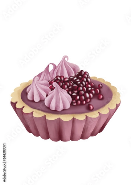 Fototapeta Blackberry Custard Tart Illustration