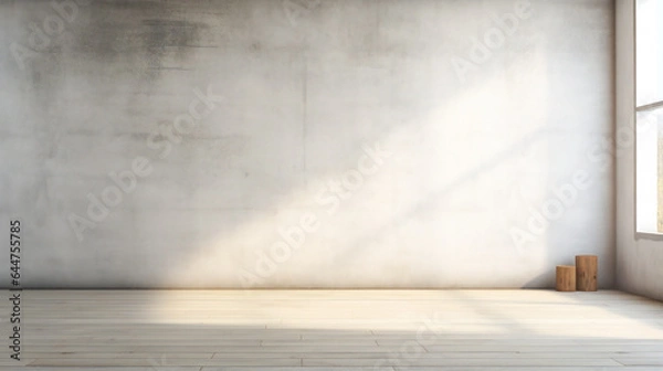 Fototapeta Captivating Sunlight.  Interior with Empty Wall and Floor