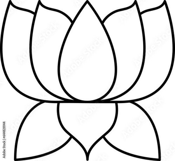 Fototapeta Beautiful Lotus Flower Icon in Thin Line Art.