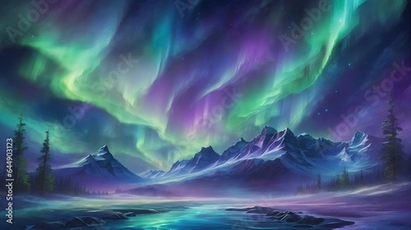 Fototapeta Captivating Northern Lights Sky Background Aurora Borealis Night Sky Dazzling Polar Lights Landscape Northern Lights Aurora Scenery AI Generative