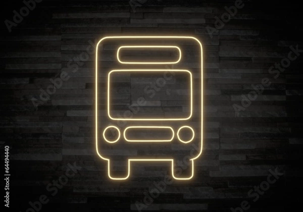 Fototapeta 3d render of a exclusive bus sign on classy stone wall