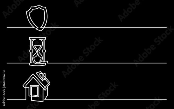 Fototapeta continuous line drawing vector illustration with FULLY EDITABLE STROKE of business icons banner letterhead designs on black background