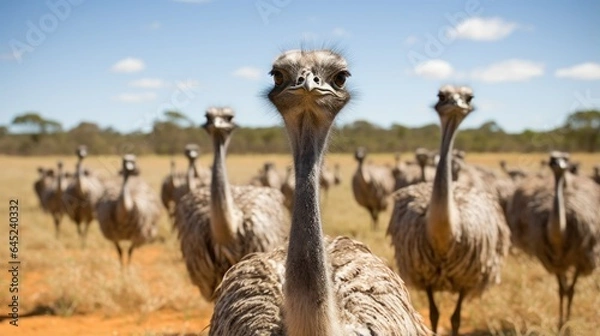 Obraz grace and beauty of an emu on a farm