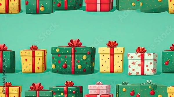 Fototapeta  a bunch of presents that are sitting on a shelf together.  generative ai