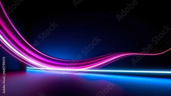 Fototapeta 3d animation abstract neon background pink blue ribbon