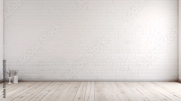 Fototapeta Embrace the Loft Aesthetic: White Room with Wooden Floor Mockup