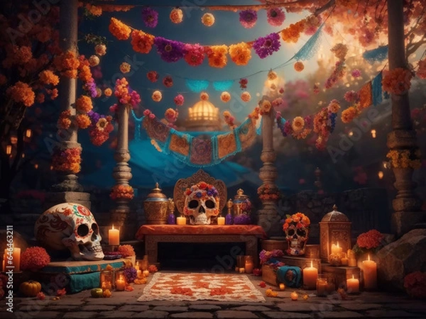 Fototapeta dia de los muertos Skull decoration banner