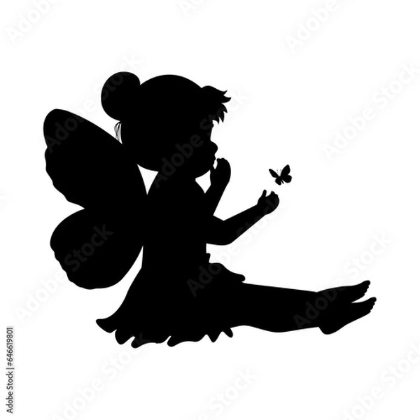 Fototapeta little fairy silhouette illustration