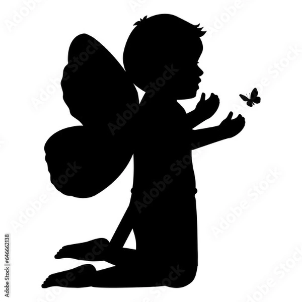 Fototapeta cute fairy boy silhouette illustration 