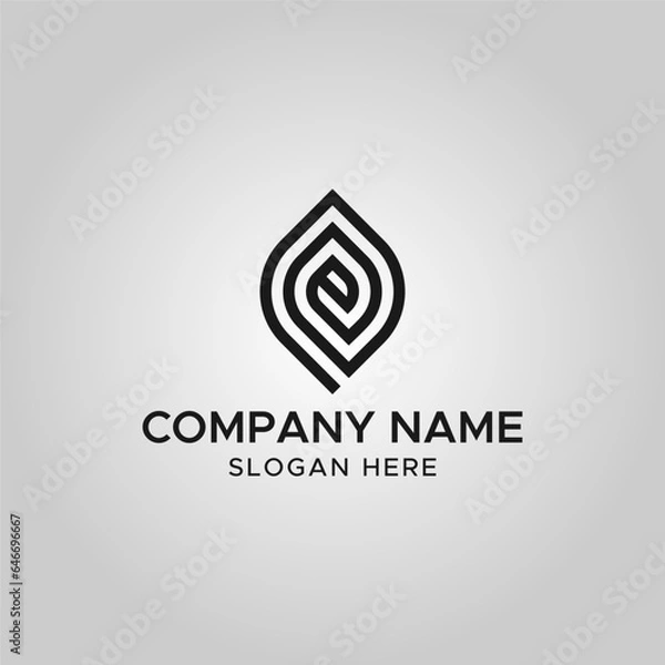 Fototapeta letter E monogram leaf business  logo design icon element vector