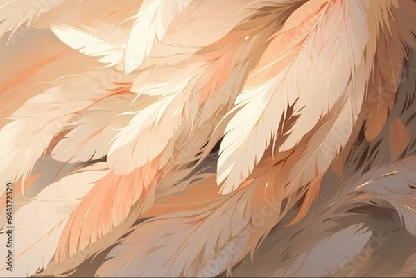 Fototapeta Beautiful abstract white and pink feathers with feather background