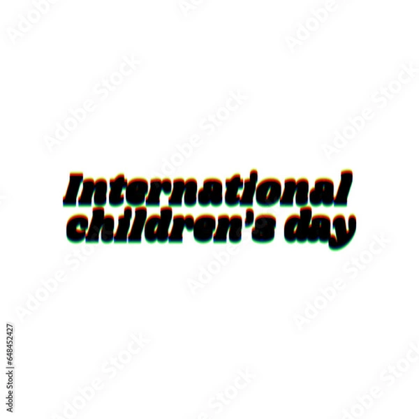 Fototapeta Children's day slogan. Black Icon with vertical effect of color edge aberration at white background. Illustration.