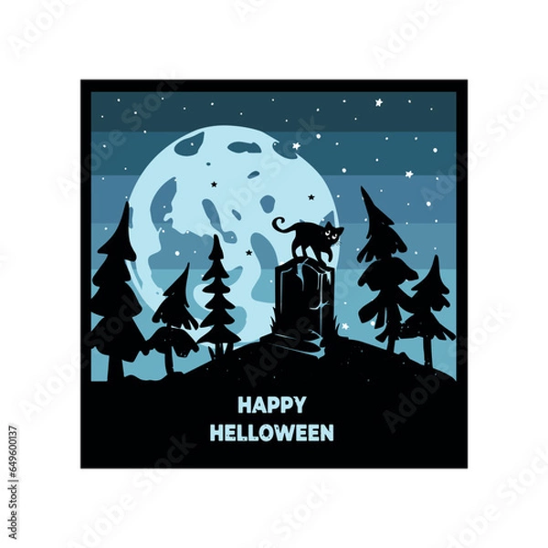 Fototapeta happy halloween vector silhouette landscape