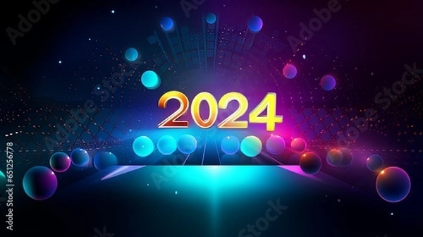 Fototapeta 2024 Happy New Year Background modern luxury design. AI generated