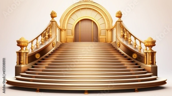 Fototapeta Luxurious golden staircase for the award ceremony.