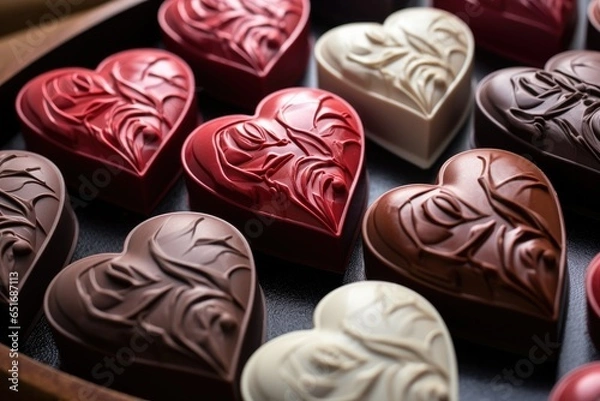 Obraz Delicious and sweet heart shaped chocolate candy, valentines Day