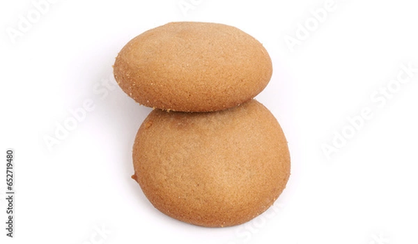 Fototapeta Chocolate filled cookies on white, loaded with chocolate inside