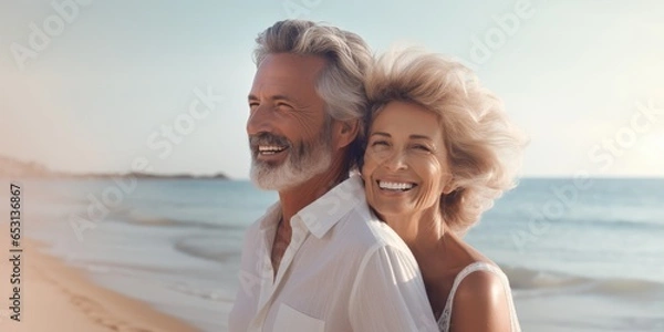 Fototapeta senior couple on the beach