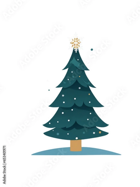 Fototapeta christmas tree on white isolated background graphic