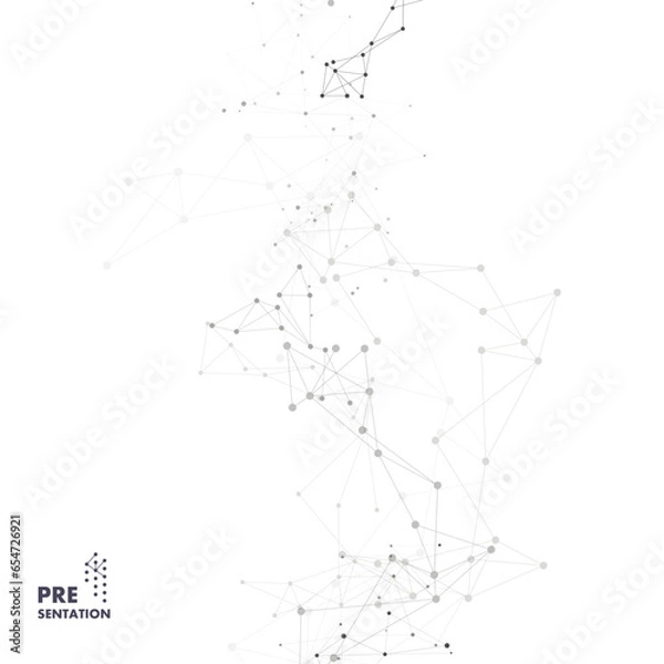 Fototapeta Abstract connect shapes with dots and lines. Vector science background. Polygonal network design