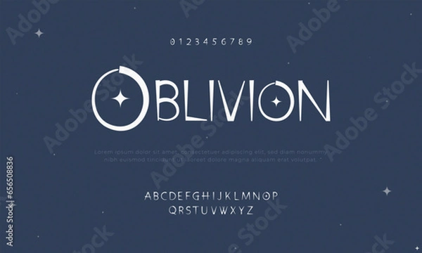 Fototapeta Type face of oblivion, gaming type face, horror font, galaxy font, next gen font face