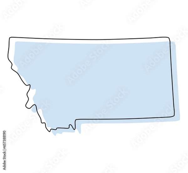 Fototapeta montana map, montana vector, montana outline, montana stylized